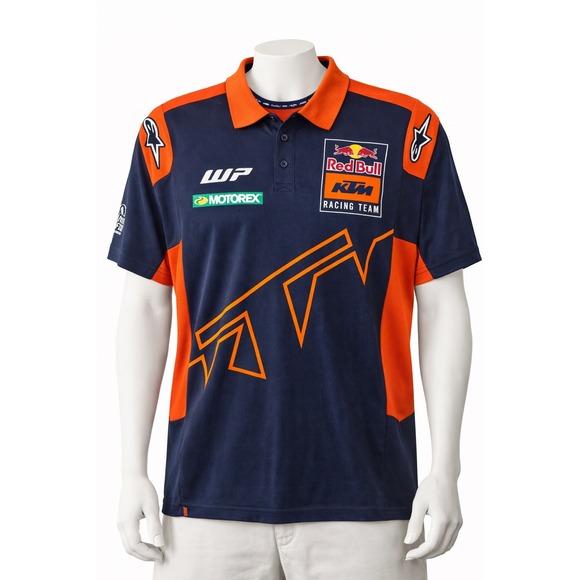 Red Bull KTM Racing Team Polo Shirt Mens Large Navy Orange Alpinestars Motocross - Picture 2 of 7